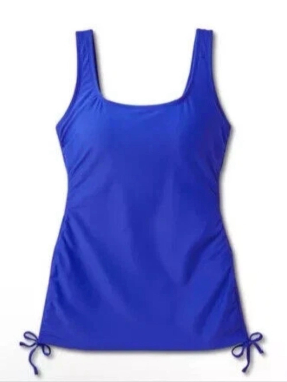 Kona Sol Size L Royal Blue Tankini Swim Top with Adjustable Side Ties Long Torso
